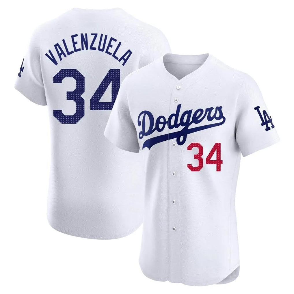 LA.Dodgers #34 Fernando Valenzuela Player White Limited Elite Home Fdoa Stitched Jerseys