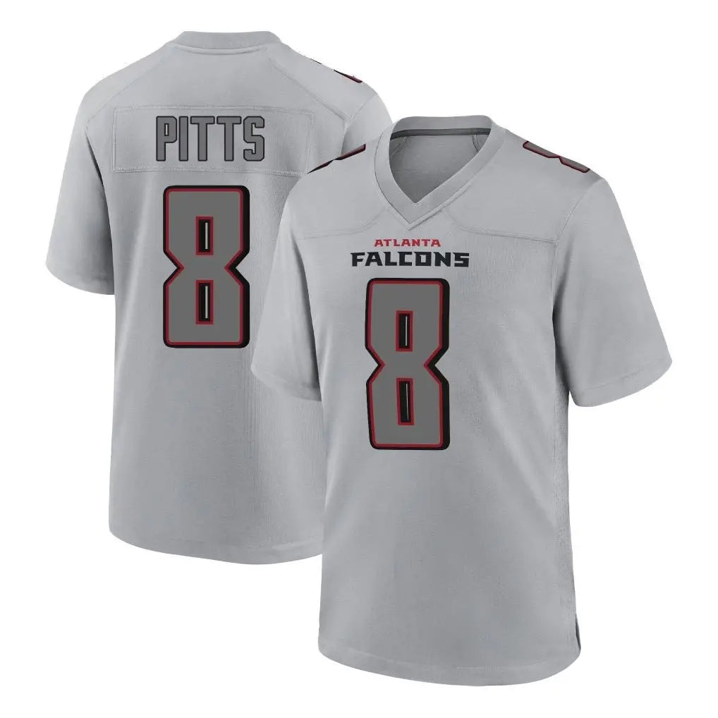 A.Falcons #8 Kyle Pitts Sr. Player Gray Fashion Home Game Gdoa Stitched Jerseys