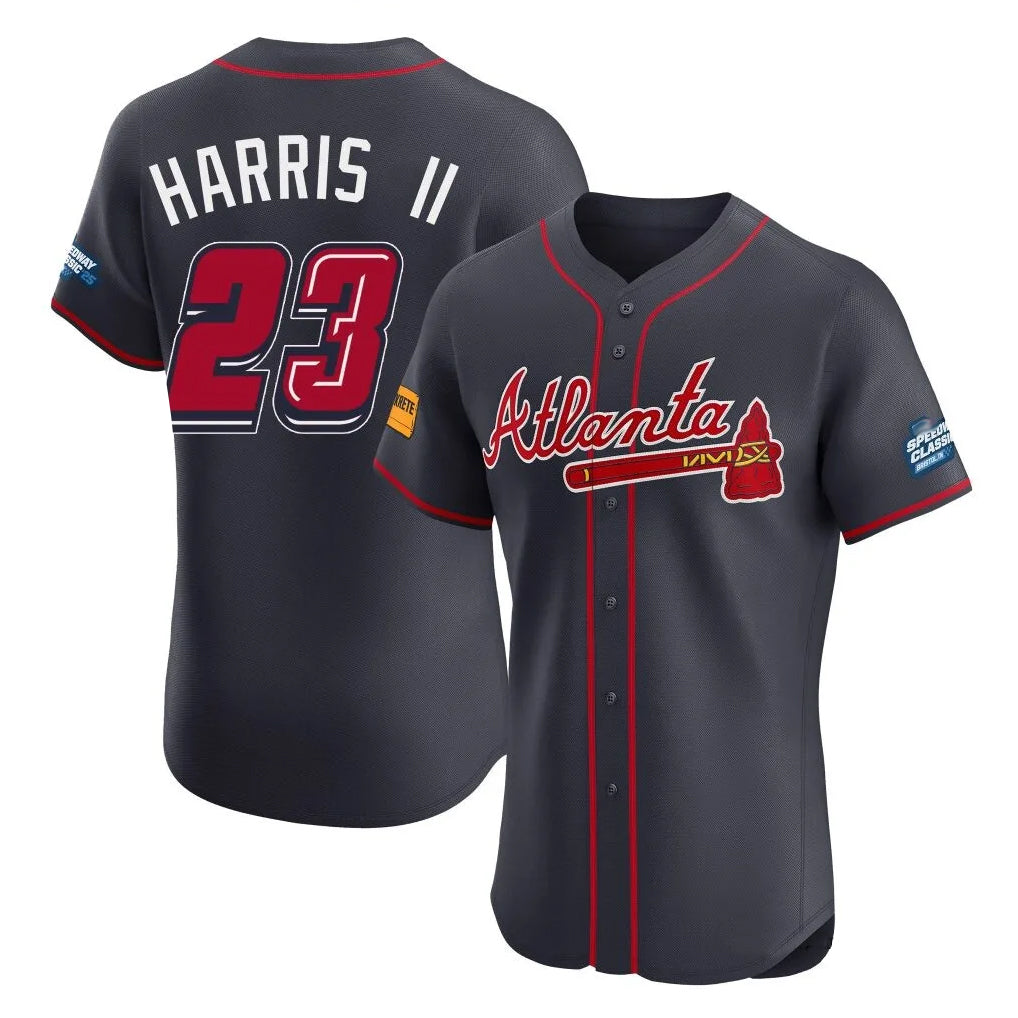 A.Braves #23 Michael Harris II Player Navy 2025 Speedway Classic Limited Elite Home Game Gdoa Stitched Jerseys