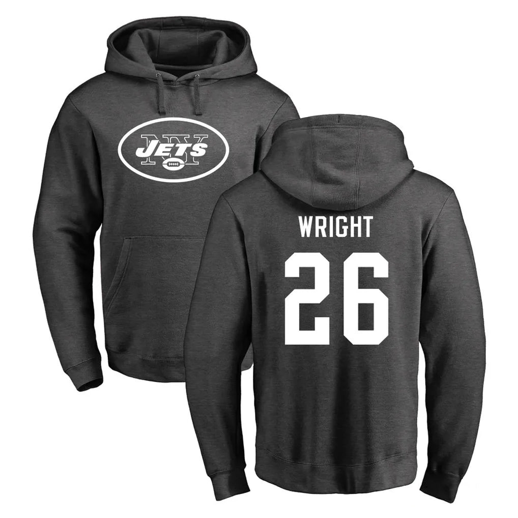 NY.Jets #26 Nahshon Wright Player Gray Pullover Hoodies Limited Game Gdoa Stitched Jerseys