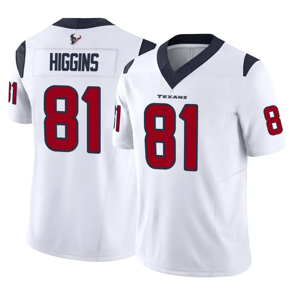 H.Texans #81 Jayden Higgins Player White Limited Vapor F.U.S.E. Home Game Gdoa Stitched Jerseys