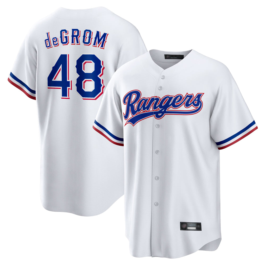 T.Rangers #48 Jacob deGrom Player White Home Limited Game Fdoa Stitched Jerseys