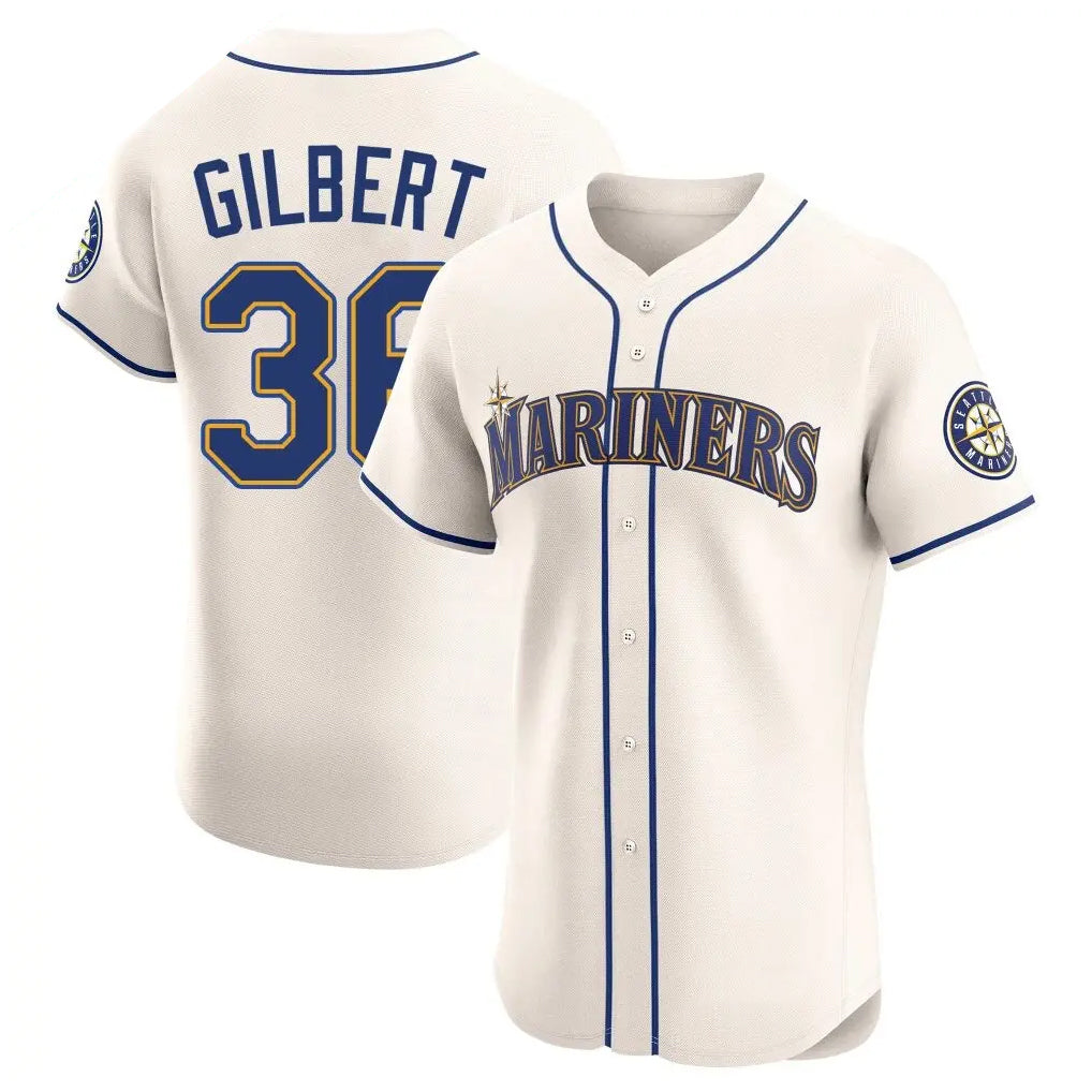 S.Mariners #36 Logan Gilbert Player Cream Home Limited Elite Fdoa Stitched Jerseys