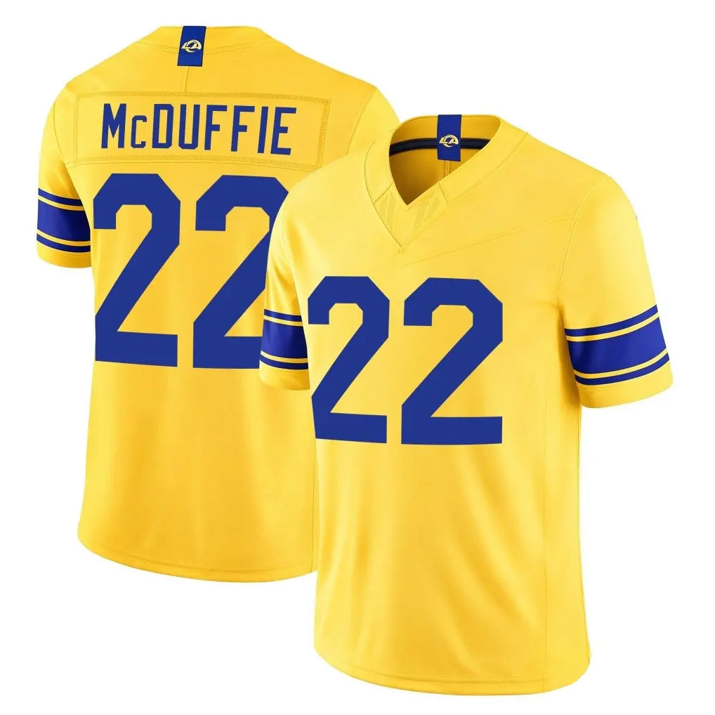 LA.Rams #22 Trent McDuffie Player Gold Limited Classic Sol Vapor F.U.S.E.Home Game Gdoa Stitched Jerseys