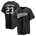 Athletics #23 Shea Langeliers Player Black&White Replica Stitched Jerseys