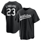Athletics #23 Shea Langeliers Player Black&White Replica Stitched Jerseys