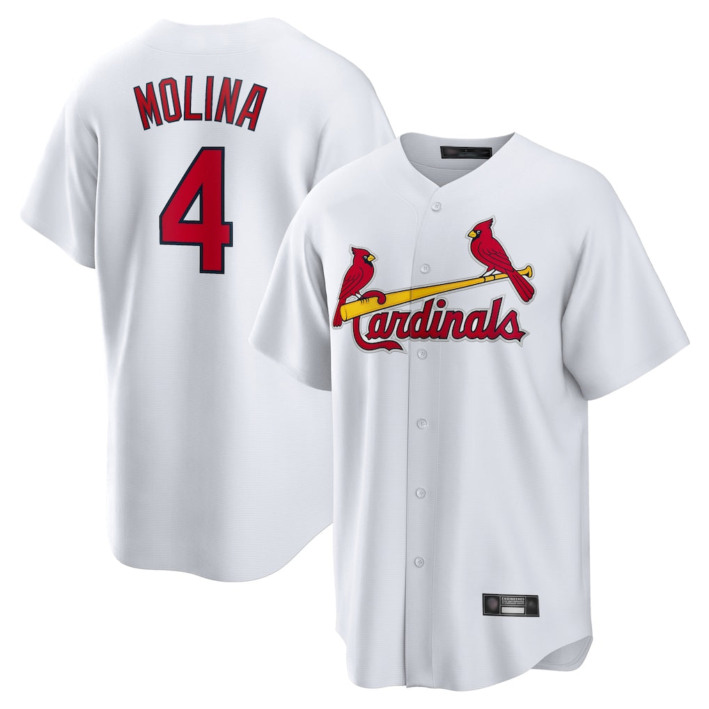 St. Louis Cardinals #4 Yadier Molina Player White Home Game Fdoa Stitched Jerseys