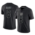 NY.Giants #6 Jaxson Dart Player Black Limited Reflective Home Game Gdoa Stitched Jerseys