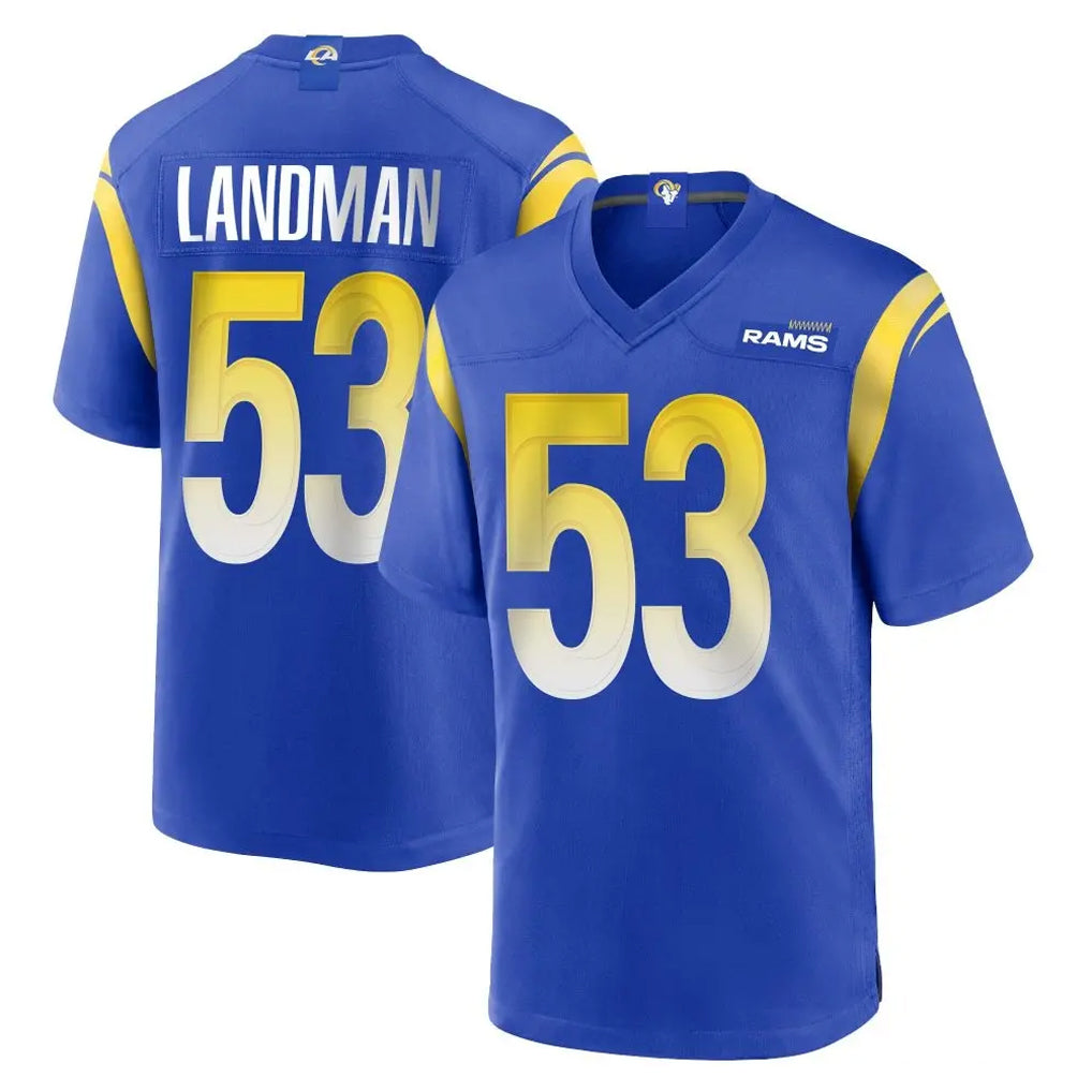 LA.Rams #53 Nate Landman Player Royal Home Game Gdoa Stitched Jerseys