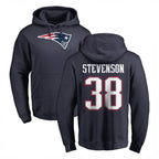 NE.Patriots #38 Rhamondre Stevenson Player Navy LOGO Pullover Hoodies Home Game Gdoa Stitched Jerseys