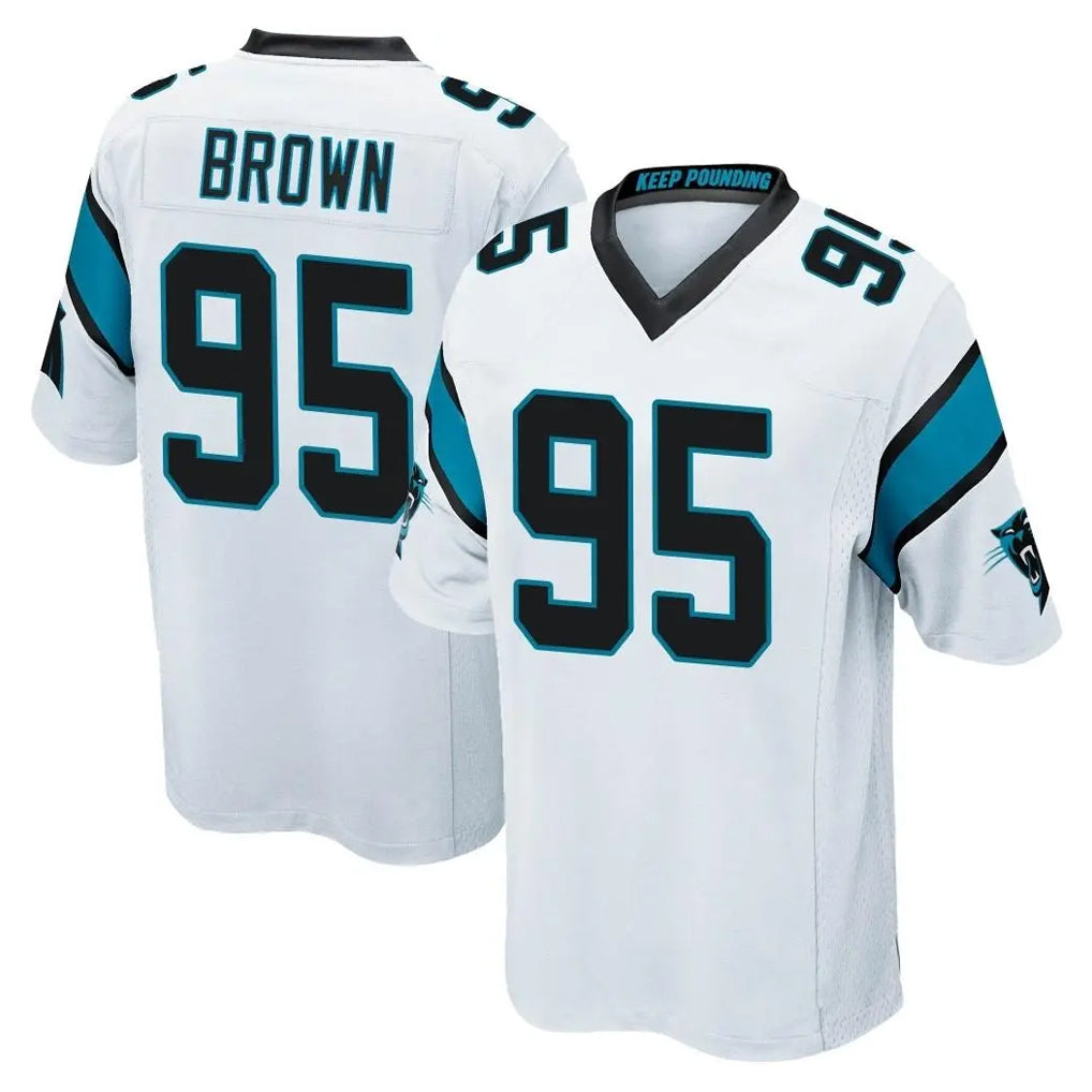 C.Panthers #95 Derrick Brown Player White Game Gdoa Stitched Jerseys