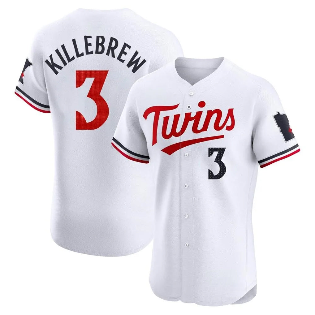 M.Twins #3 Harmon Killebrew Player White Home Limited Elite Fdoa Stitched Jerseys