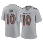 D.Broncos #10 Bo Nix Player Gray Atmosphere Fashion Limited Game Gdoa Stitched Jerseys