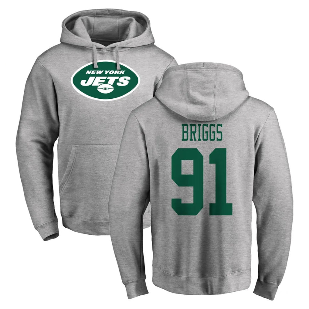 NY.Jets #91 Jowon Briggs Player Gray LOGO Pullover Hoodies Limited Game Gdoa Stitched Jerseys