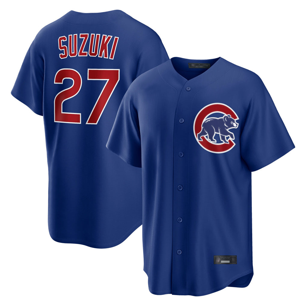 C.Cubs #27 Seiya Suzuki Player Royal Home Game Gdoa Stitched Jerseys