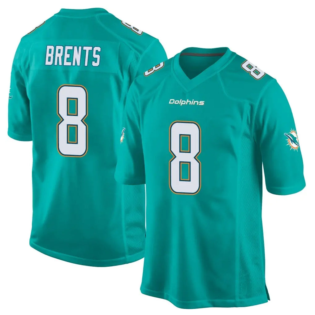 M.Dolphins #8 JuJu Brents Player Aqua Team Color Home Game Gdoa Stitched Jerseys