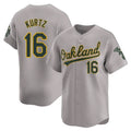 Athletics #16 Nick Kurtz Player Gray Road Limited Home Game Gdoa Stitched Jerseys
