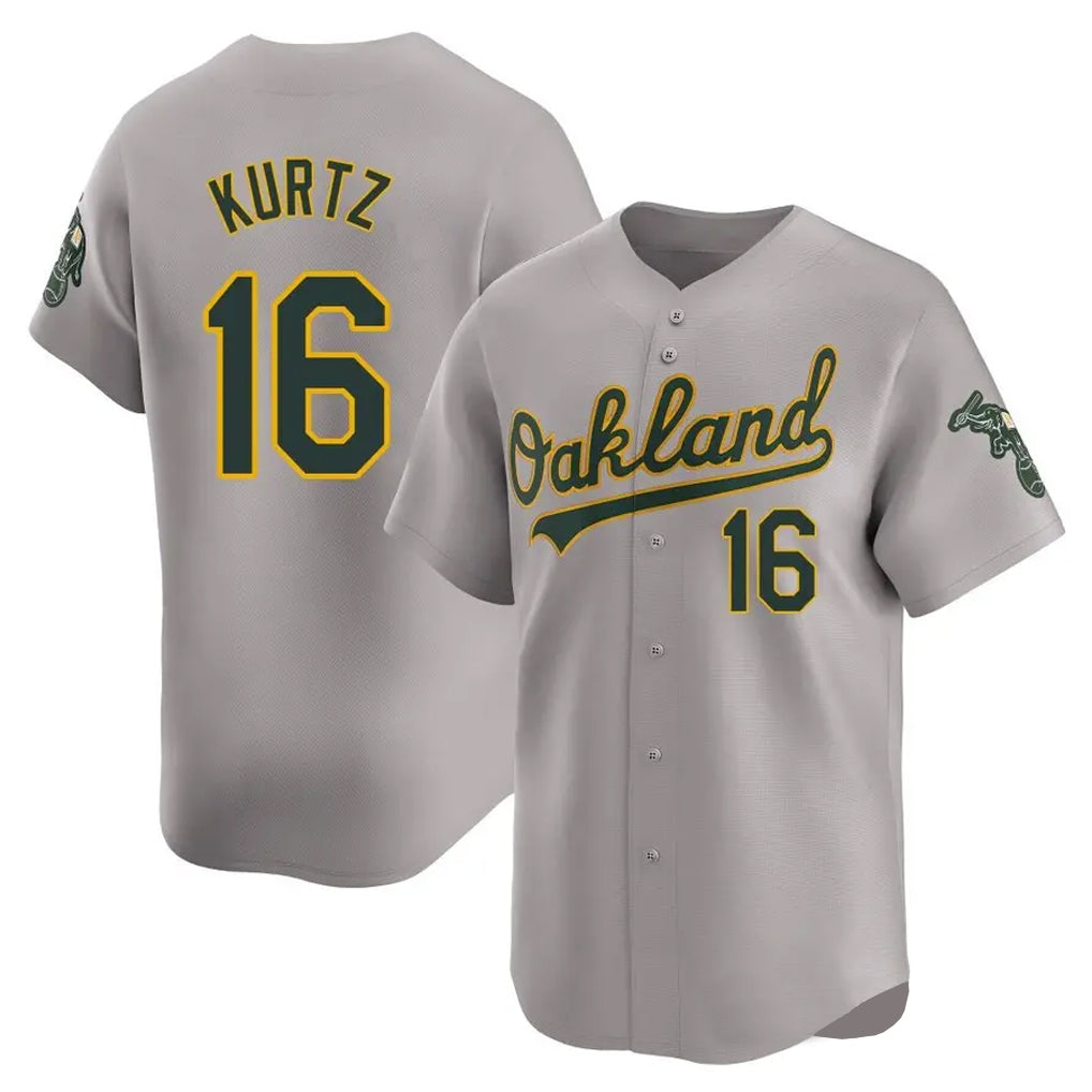 Athletics #16 Nick Kurtz Player Gray Road Limited Home Game Gdoa Stitched Jerseys