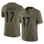 A.Falcons #17 Zachariah Branch Player Olive Salute To Service Gdoa Stitched Jerseys
