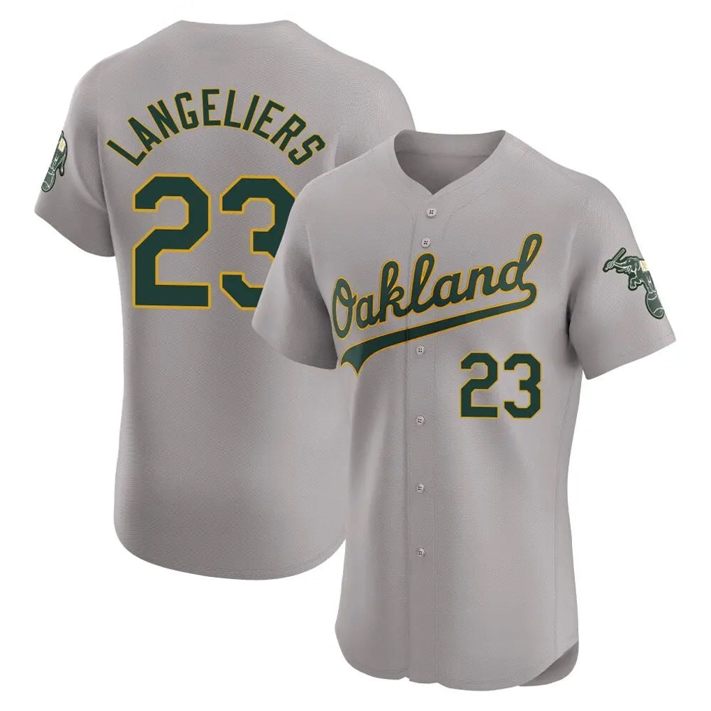 Athletics #23 Shea Langeliers Player Gray Road Limited Elite Home Game Gdoa Stitched Jerseys