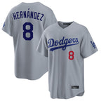 LA.Dodgers #8 Enrique Hern¨¢ndez Player Gray Game Home Fdoa Stitched Jerseys