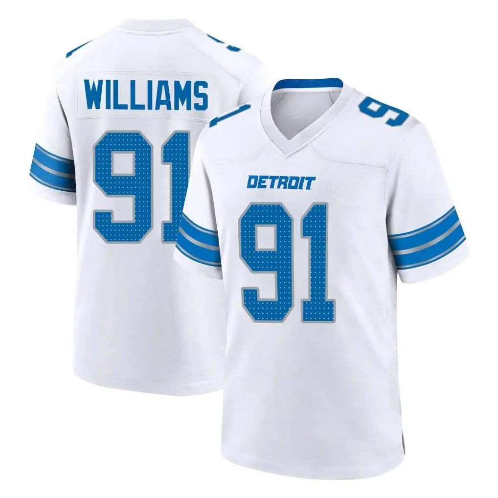 D.Lions #91 Tyleik Williams Player White Alternate Home Game Gdoa Stitched Jerseys