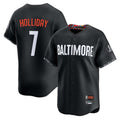 B.Orioles #7 Jackson Holliday Player Black City Connect Limited Home Game Gdoa Stitched Jerseys