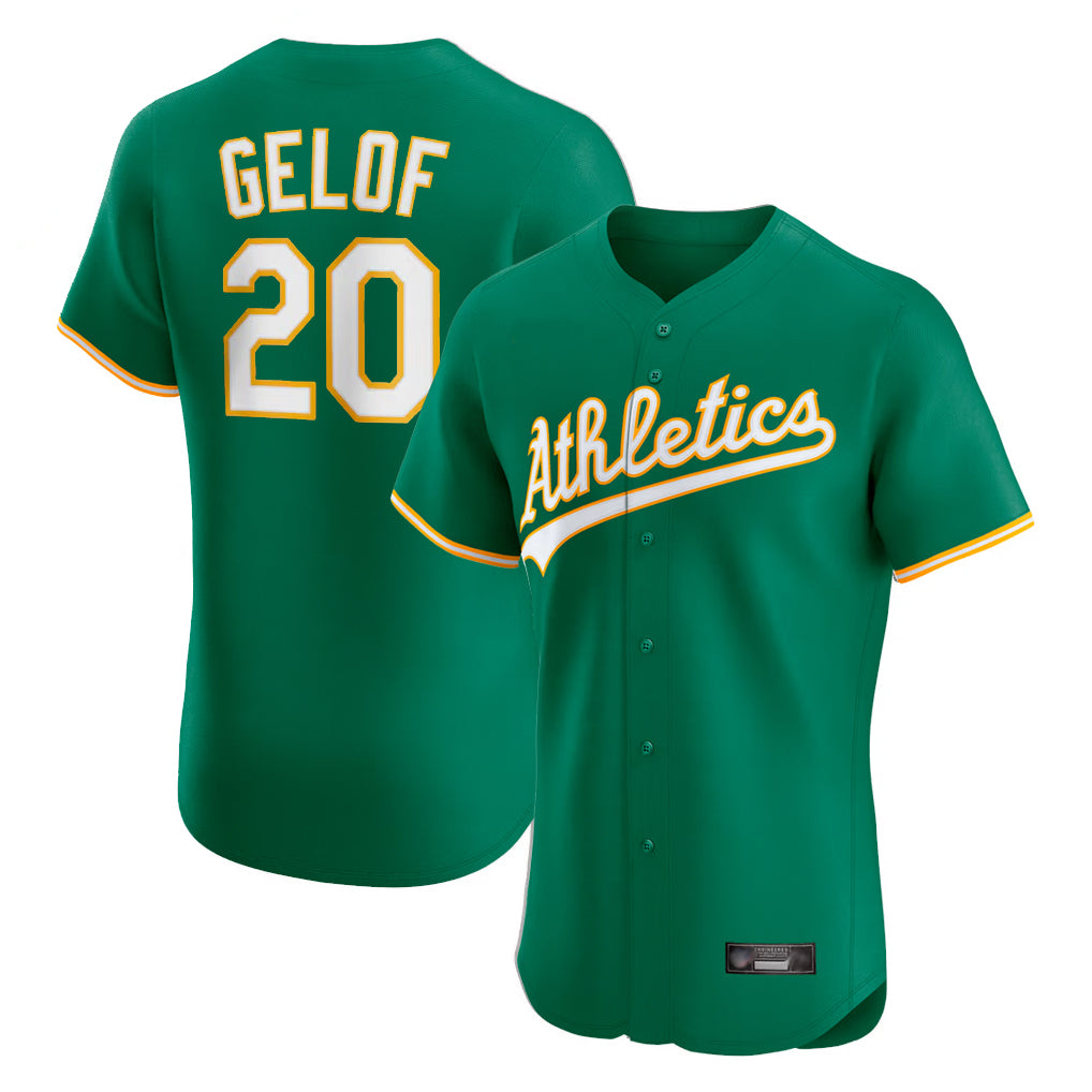 Athletics #20 Zack Gelof Player Kelly Green Limited Elite Home Game Gdoa Stitched Jerseys