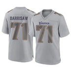 M.Vikings #71 Christian Darrisaw Player Gray Atmosphere Fashion Home Game Gdoa Stitched Jerseys