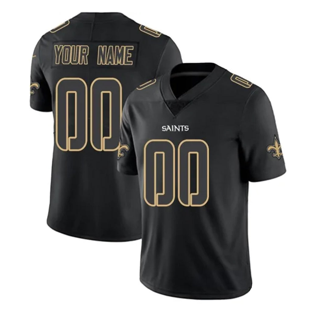 Custom NO.Saints Black Impact Limited Home Game Any Name & Numbers Gdoa Stitched Jerseys