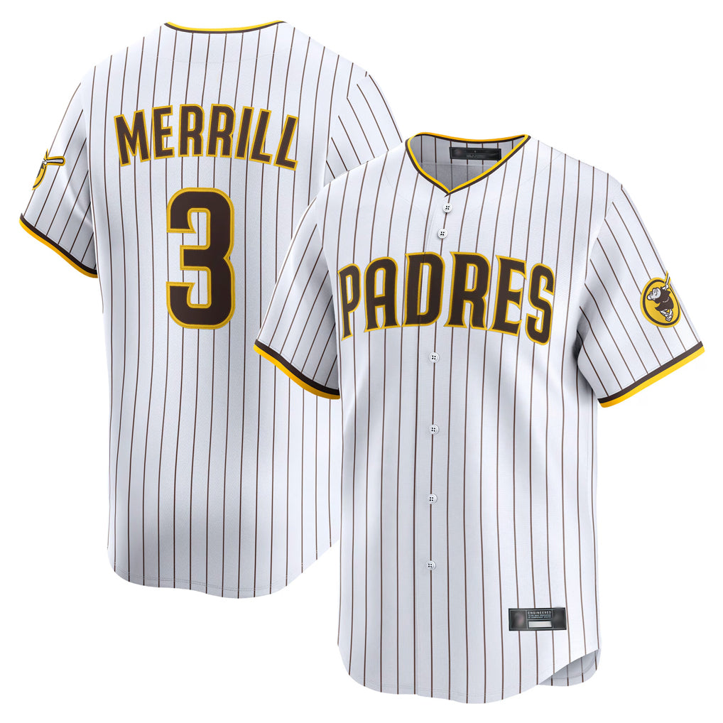 S.Diego Padres #3 Jackson Merrill Player White Home Limited Fdoa Stitched Jerseys