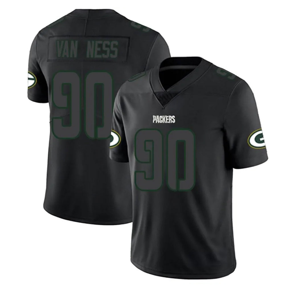 GB.Packers #90 Lukas Van Ness Player Black Impact Limited Home Game Gdoa Stitched Jerseys
