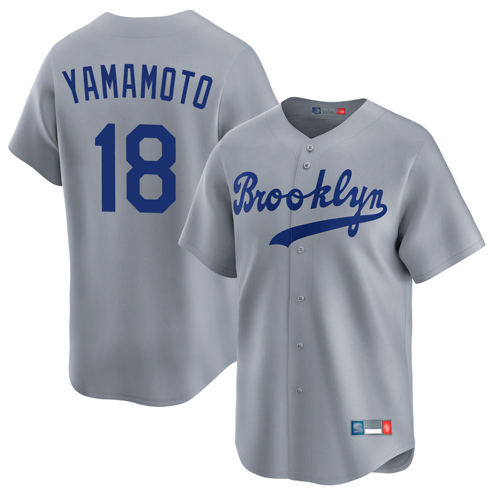LA.Dodgers #18 Yoshinobu Yamamoto Player Gray Game Limited Home Fdoa Stitched Jerseys
