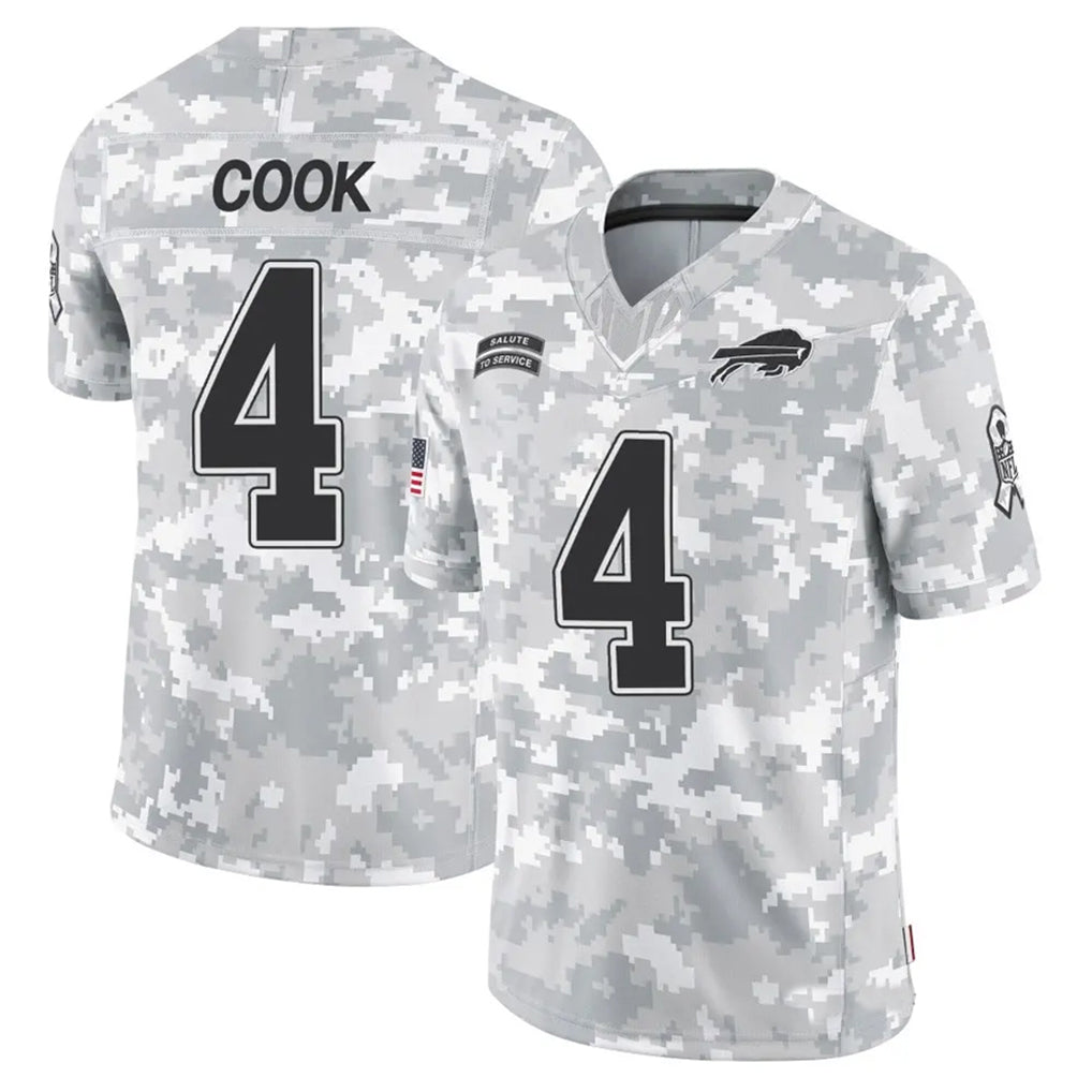 B.Bills #4 James Cook III Player Arctic Camo Salute to Service Limited Gdoa Stitched Jerseys