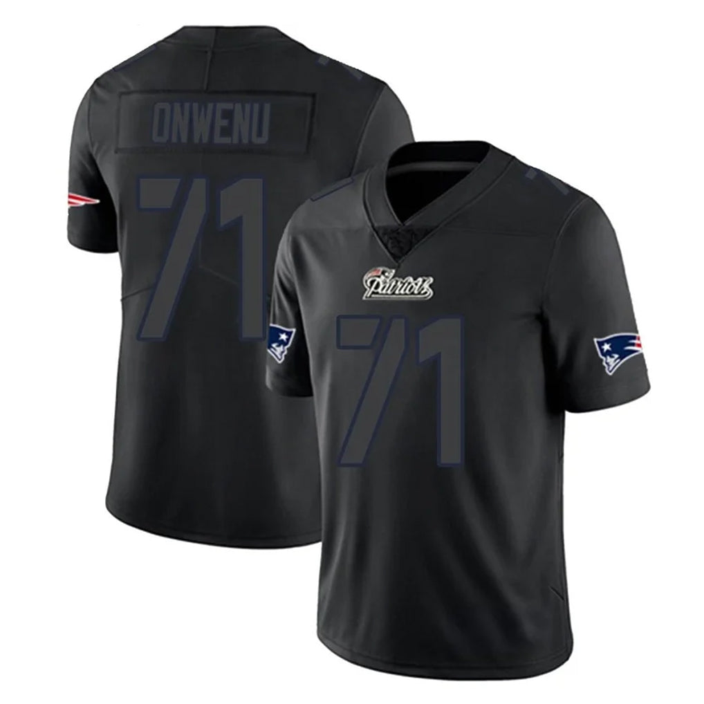 NE.Patriots #71 Mike Onwenu Player Black Impact LImited Home Game Gdoa Stitched Jerseys