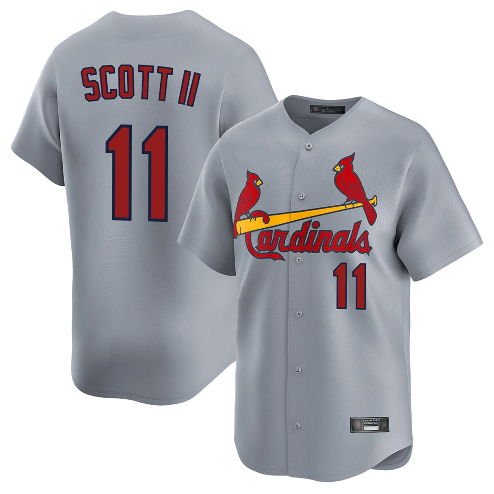 St. Louis Cardinals #11 Victor Scott II Player Gray Home Limited Fdoa Stitched Jerseys