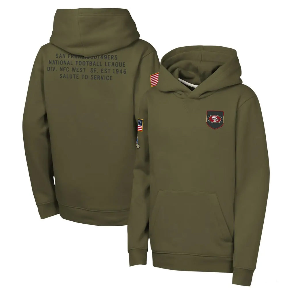 SF.49ers ## 49ers Blank Player Olive Salute to Service Pullover Hoodies Limited Gdoa Stitched Jerseys