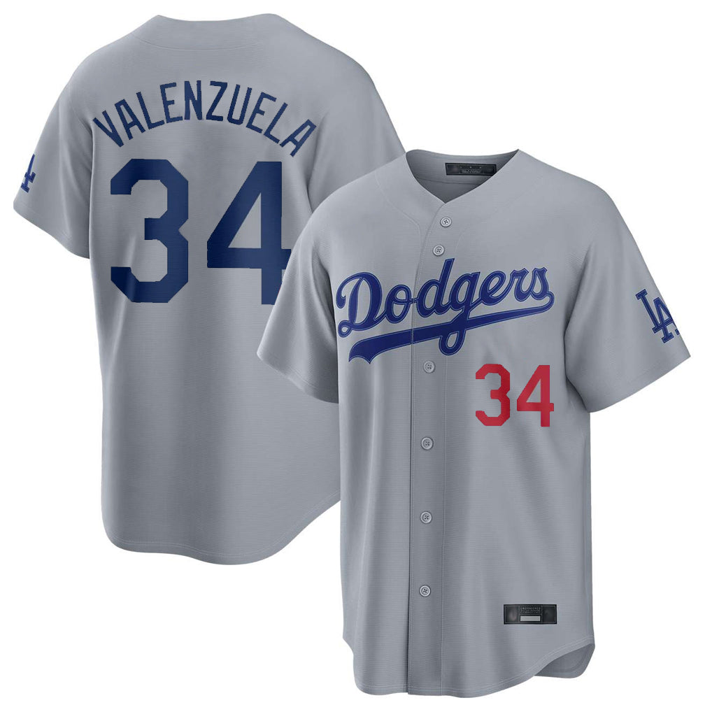 LA.Dodgers #34 Fernando Valenzuela Player Gray Game Home Fdoa Stitched Jerseys