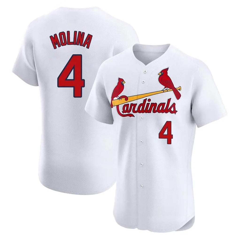 St. Louis Cardinals #4 Yadier Molina Player White Home Limited Elite Fdoa Stitched Jerseys