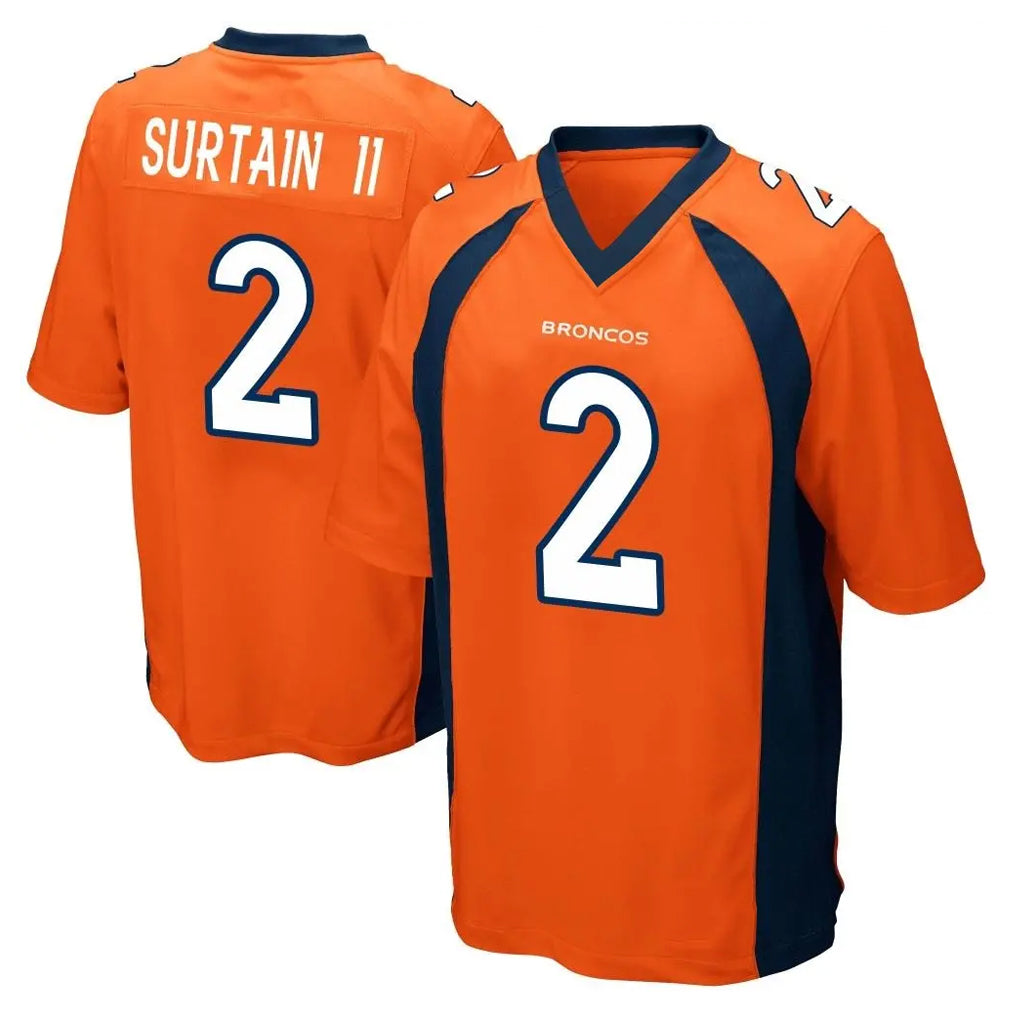 D.Broncos #2 Pat Surtain II Player Orange Color Home Game Gdoa Stitched Jerseys