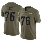 LA.Chargers #76 Joe Alt Player Olive Salute To Service Limited Gdoa Stitched Jerseys