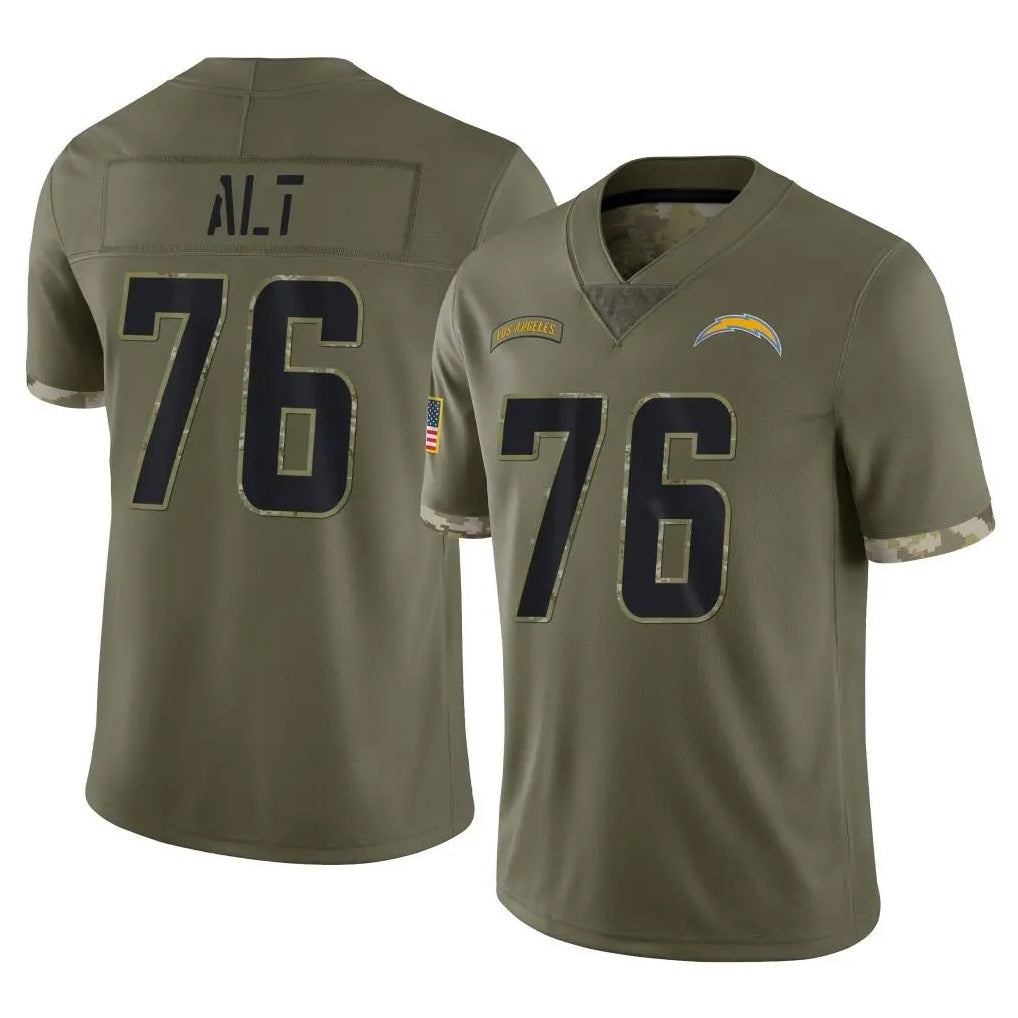 LA.Chargers #76 Joe Alt Player Olive Salute To Service Limited Gdoa Stitched Jerseys