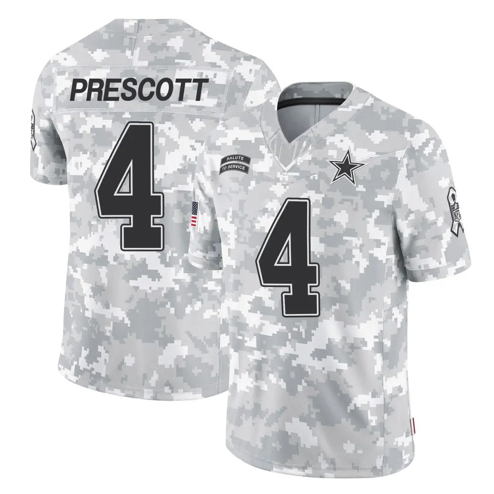 D.Cowboys #4 Dak Prescott Player Arctic Camo Salute to Service Limited Home Game Gdoa Stitched Jerseys