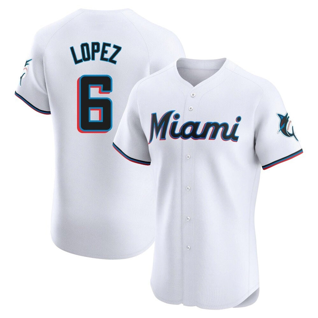 M.Marlins #6 Otto Lopez Player White  Home Limited Elite Fdoa Stitched Jerseys