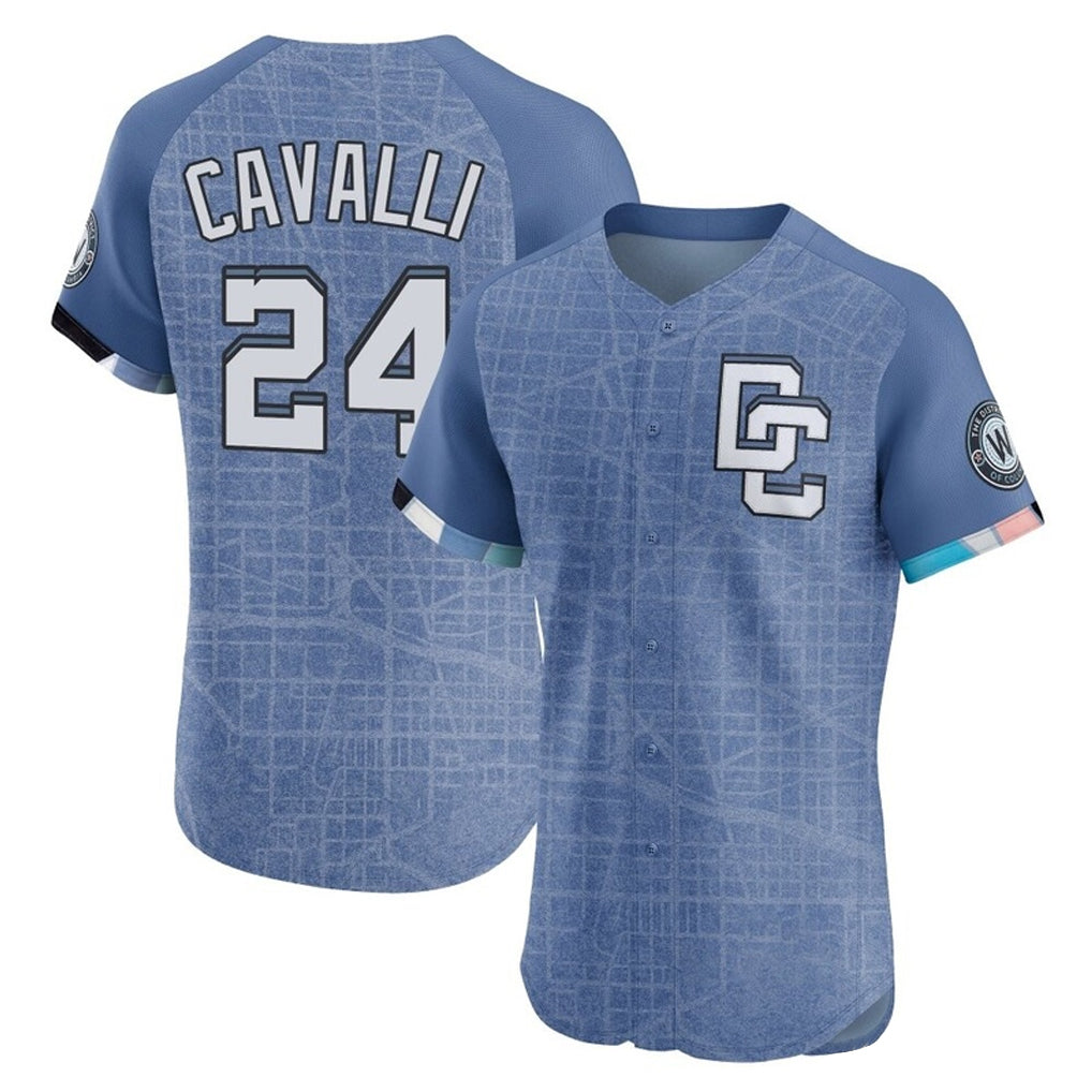 W.Nationals #24 Cade Cavalli Player Blue City Connect Elite Limited Fdoa Stitched Jerseys