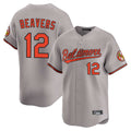 B.Orioles #12 Dylan Beavers Player Gray Limited Home Game Gdoa Stitched Jerseys