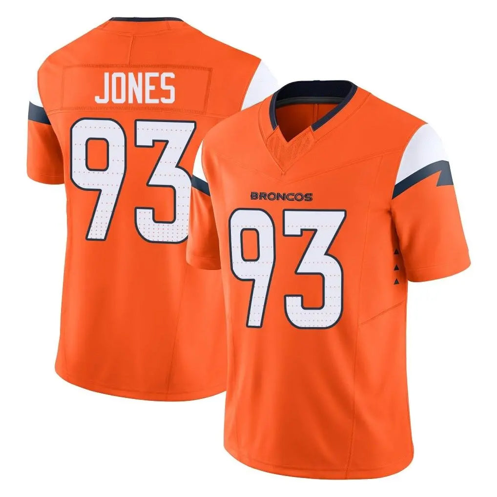 D.Broncos #93 D.J. Jones Player Orange Vapor F.U.S.E. Limited Home Game Gdoa Stitched Jerseys