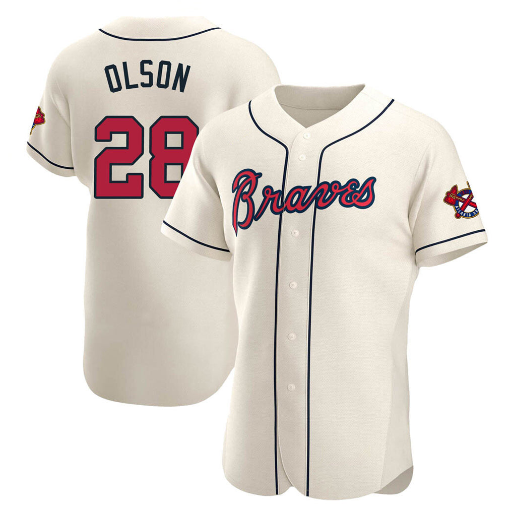 A.Braves #28 Matt Olson Player Cream Limited Elite Home Game Gdoa Stitched Jerseys