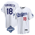 LA.Dodgers #18 Yoshinobu Yamamoto Player White World Series Meet Home Game Fdoa Stitched Jerseys