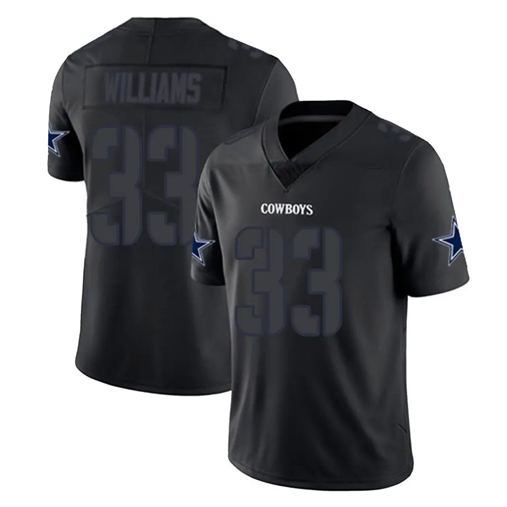 D.Cowboys #33 Javonte Williams Player Black Impact Limited Home Game Gdoa Stitched Jerseys
